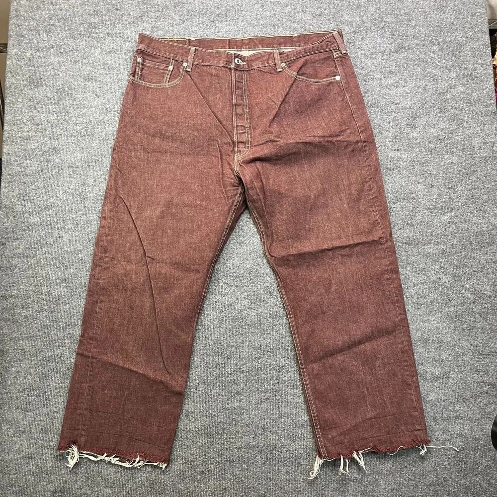 Levi's 501 XX Jeans Men's Burgundy Denim Frayed Classic Button Fly - 40X27.5